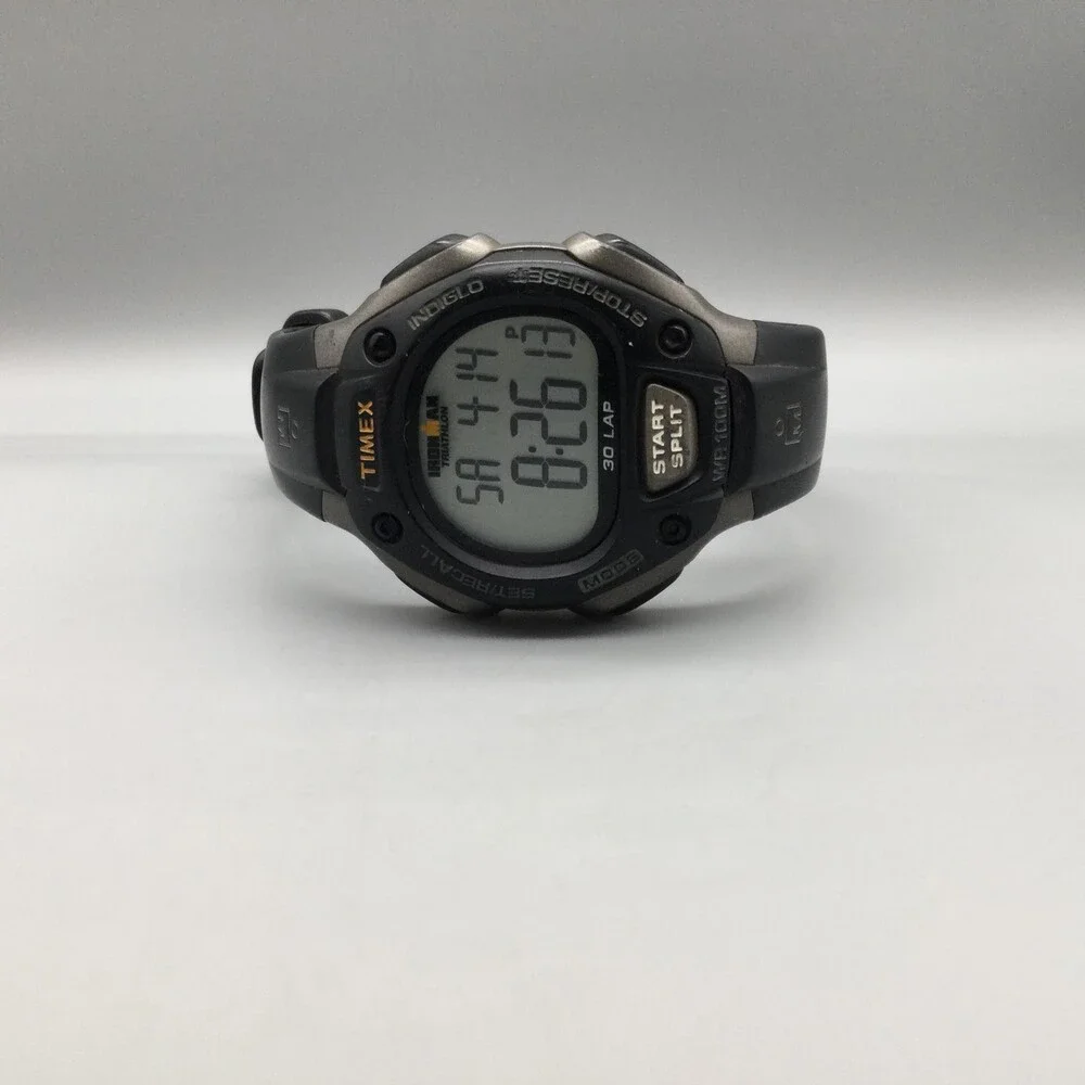 Timex Ironman Triathlon 30 Lap Mens Watch 38mm Black Gray 30Lap New Battery
